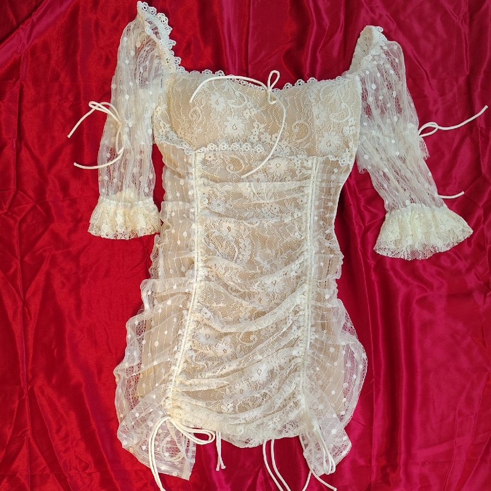 Fashion Nova Cream Lace Dress